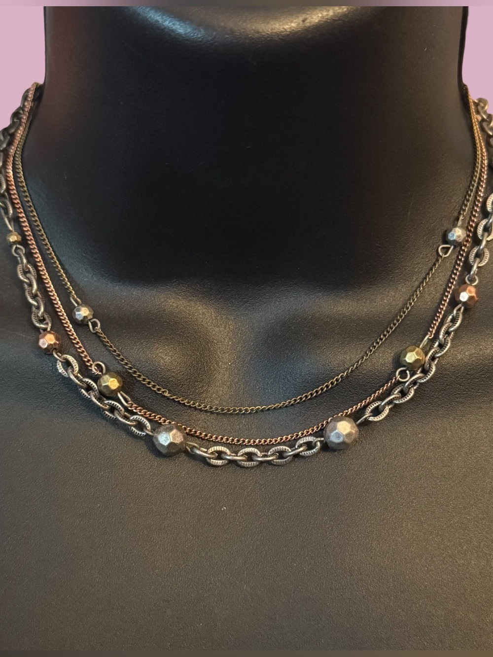 You and I tricolor multi strand layered necklace and earrings set